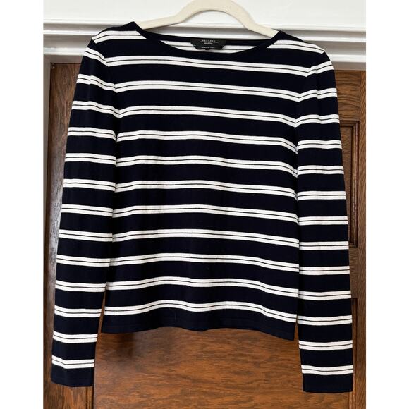 WEEKEND MAX MARA Fresco Stripe Boat Neck Top French Chic Size M - Picture 1 of 3